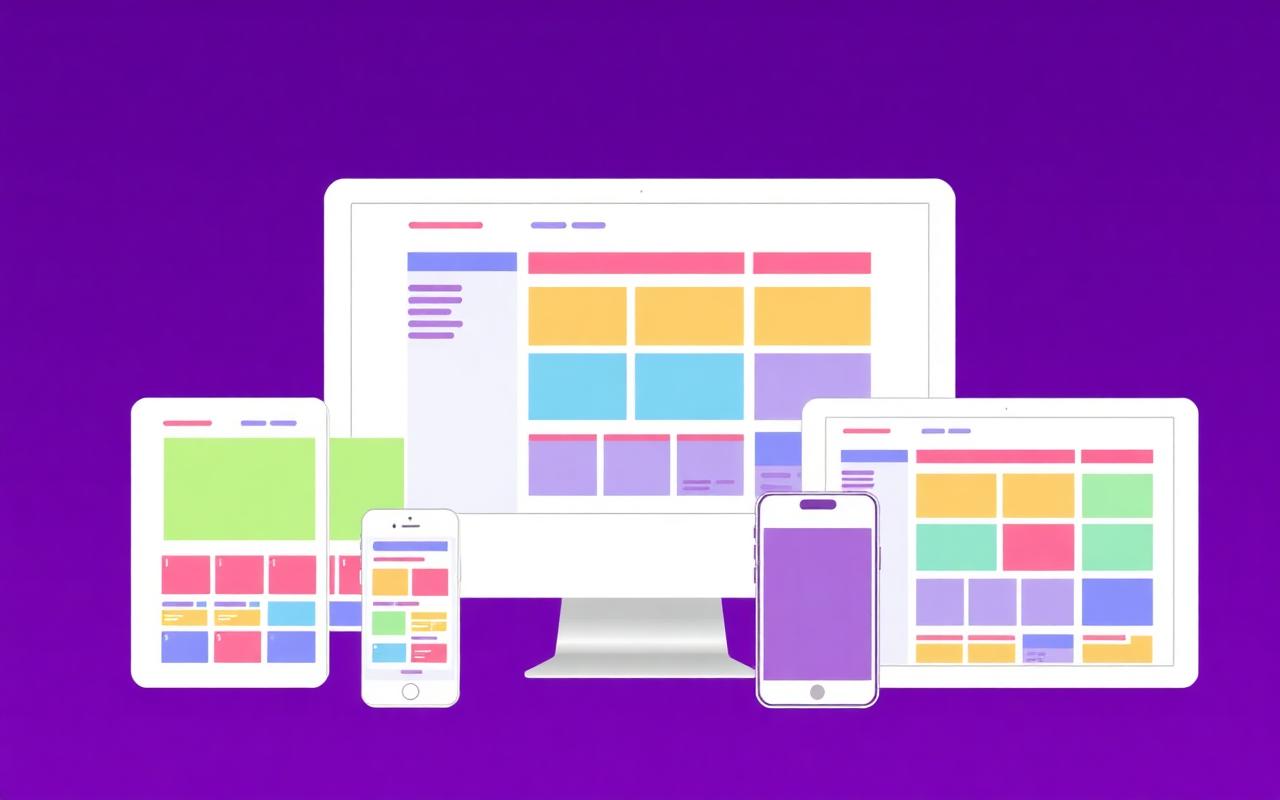 Bootstrap 5 responsive grid shown on desktop, tablet and phone screens